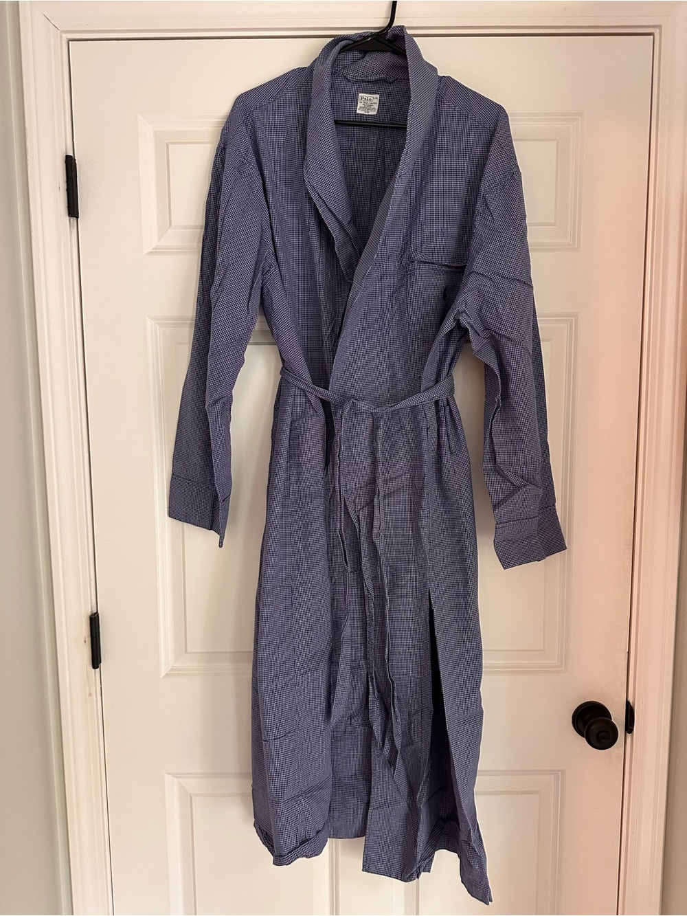Ralph Lauren Men's Navy and White Check Robe